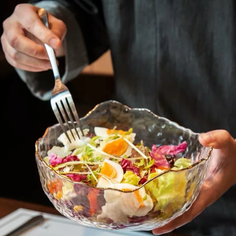 

Fruit Plate Glass Bowl Set Household Salad Net Red Cute Simple Tableware For One Person Nordic INS Wind Single صحون بلاستيك