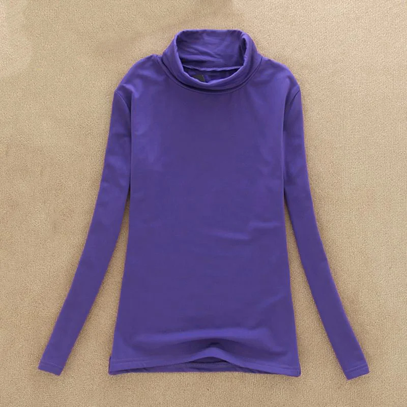 Женская футболка модная женская однотонная водолазка Повседневная с длинным