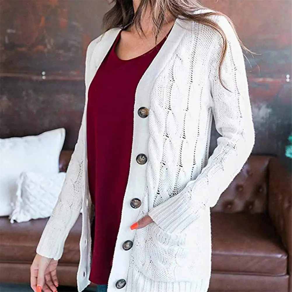

2020 Spring Knitted Cardigan Sweater With Button Casual Long Sleeve Open Stitch Cardigans Outwear Warm Knitwear Coats Women