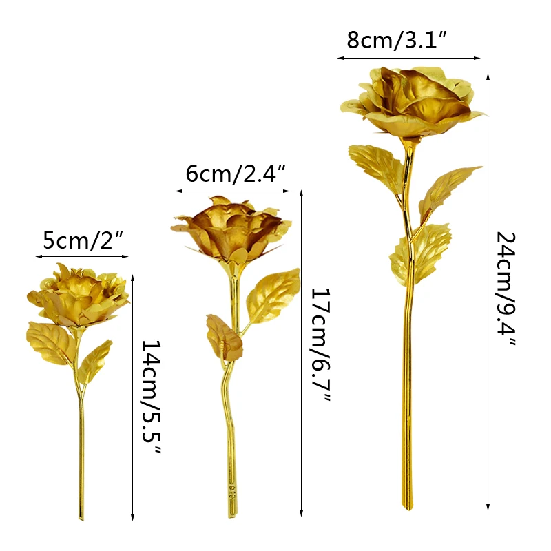 1 шт. Золотая Роза цветок фольга пластиковые искусственные розы подарок на день