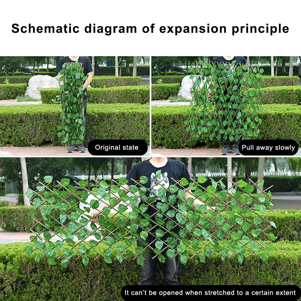 

1 Pc Simulation Plant Fence Expanding Fence Retractable Fence Artificial Courtyard Plant Green Leaves For Outdoor Garden Yard