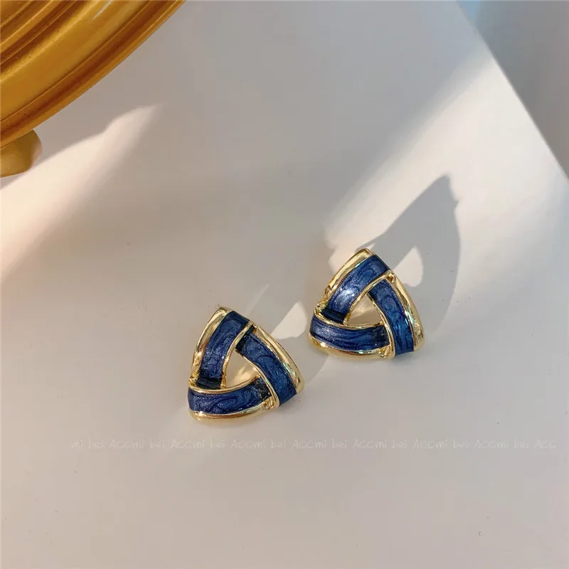 

New Fashion Blue Multiple Earrings Korea Blue Geometric Metal Drop Earrings Alloy Resin Trendy Earrings Jewelry For Women