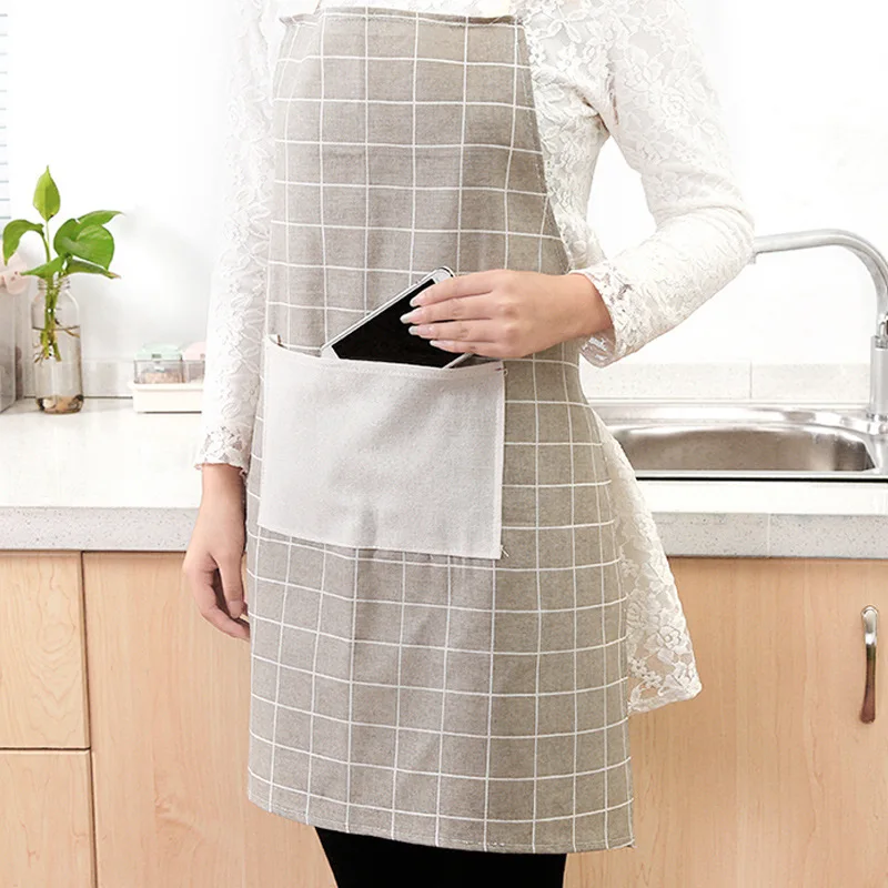 Фартук из хлопка и льна в японском стиле для домашнего интерьера простой