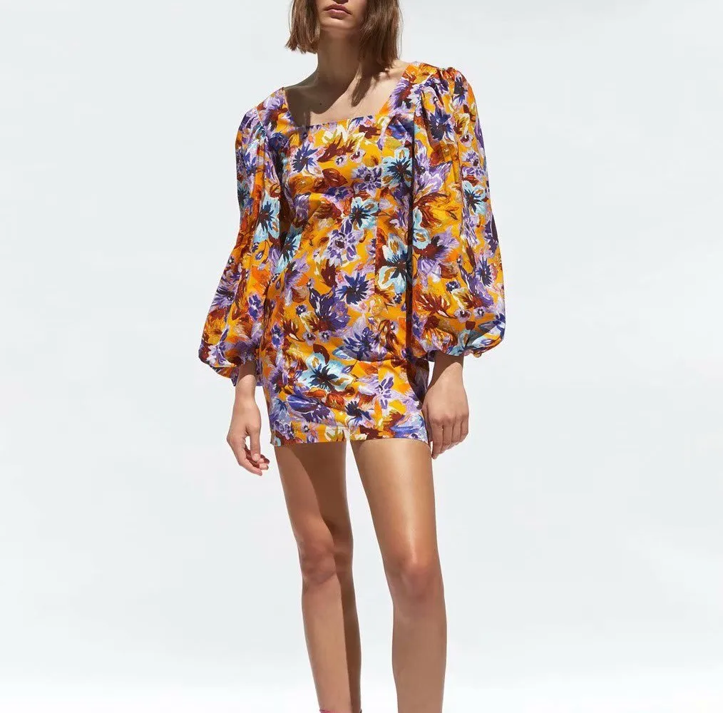 Летнее женское платье с цветным подсолнухом и цветочным принтом сексуальное