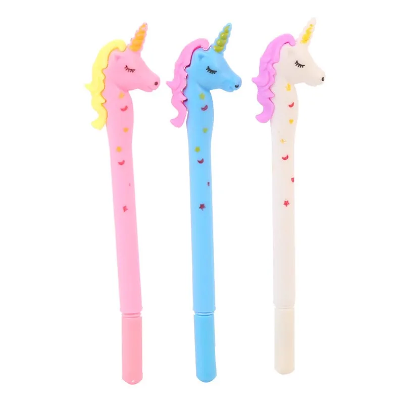 

2Pcs Kawaii Unicorn Print Gel Pen 0.5mm Black Ink Student Pen Cute Cartoon Stationery Pony Signature Pen School Pffice Supplies