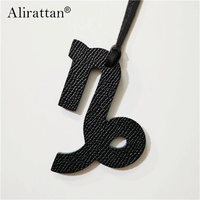 

New 12 Zodiac Capricorn Horoscope Constellation Keychain Pendant Women Backpack Bag Charm Fashion Genuine Leather Charm Ins