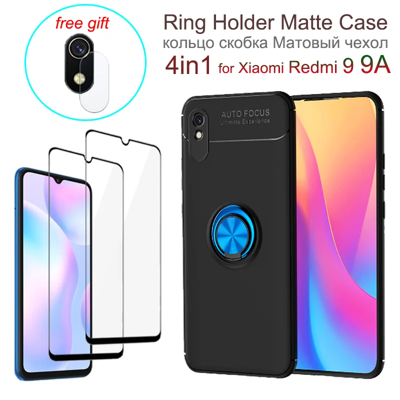 чехол для Xiaomi Redmi 9 9A магнитный кольцом защитный камеры пленка Xiomi жесткий бампер