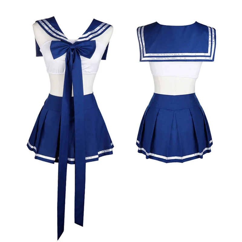 

Sexy Women School Uniform JK Student Sailor Suits Anime Cosplay Costume Bowknot Bondage Body Crops Tops Pleated Skirt Drop Ship