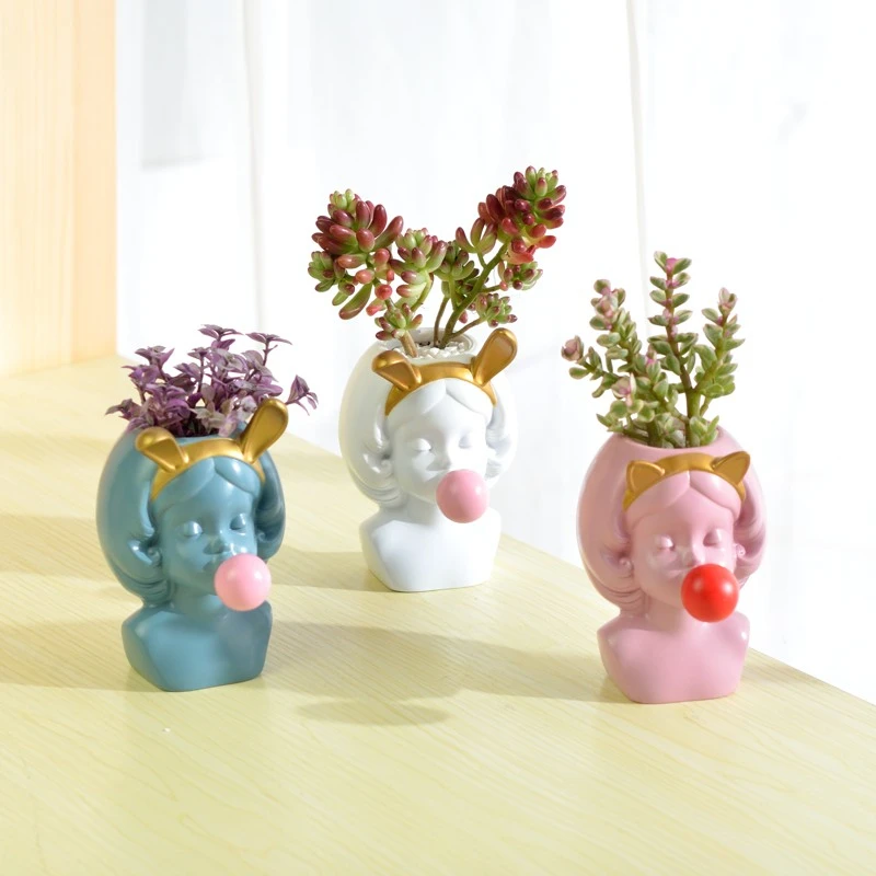 Скандинавский горшок для садового растения девочек смоляный суккулентов белый