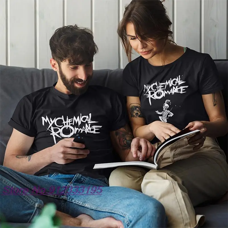 Футболка с надписью My Chemical Romance удобные мужские футболки в стиле панк коротким