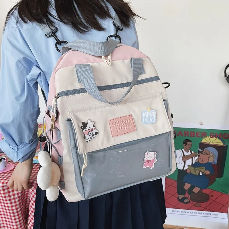 

Водонепроницаемый нейлоновый рюкзак для мужчин и женщин, дорожный ранец контрастных цветов для ноутбука, студентов и подростков