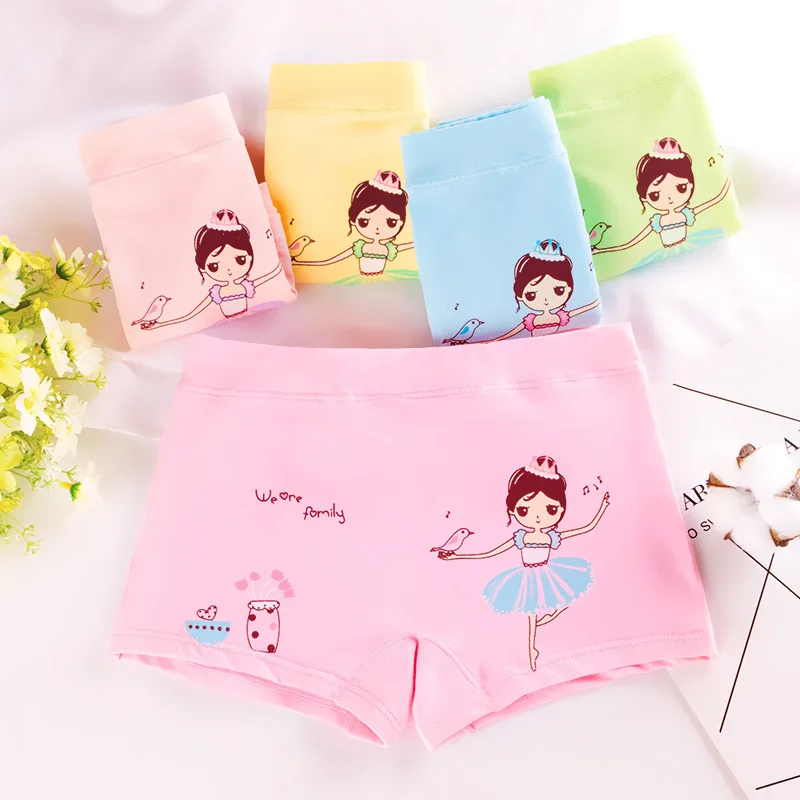

Girls' Underwear Pure Cotton Children's Underwear Boxer Briefs Baby Underwear Cartoon Breathable Shorts Soft 2-12 Years Old Loli