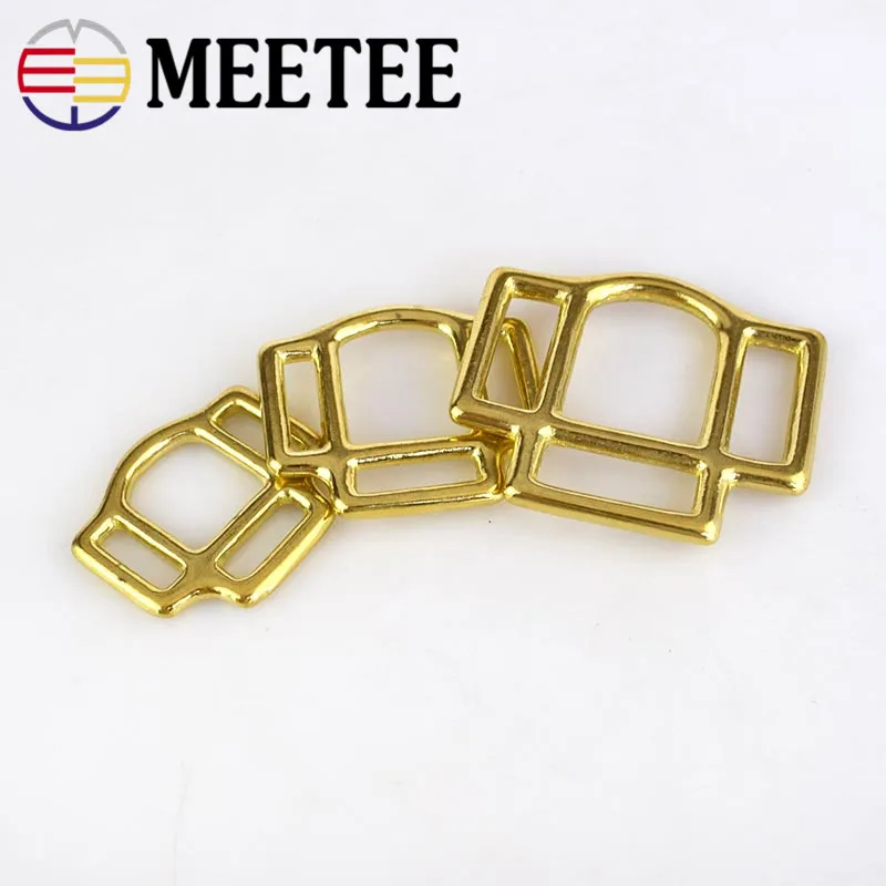 Meetee 2/8 шт. сумки из чистой меди пряжка с Трехходовой латунной пряжкой кожаный