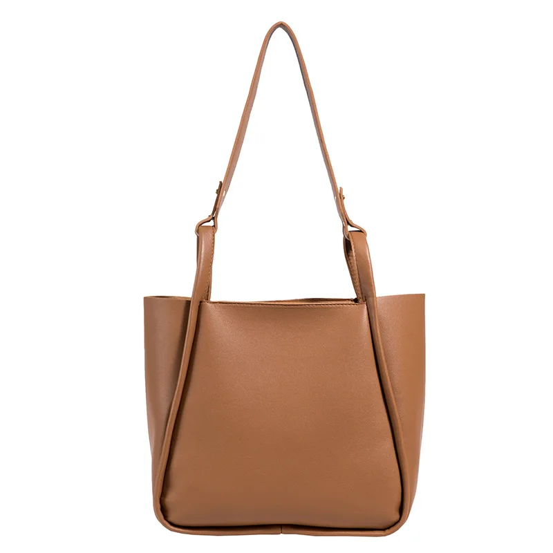 

luxury designer handbag women's large capacity solid color PU leather handbag retro women shoulder bag shopping bag Bols Feminin