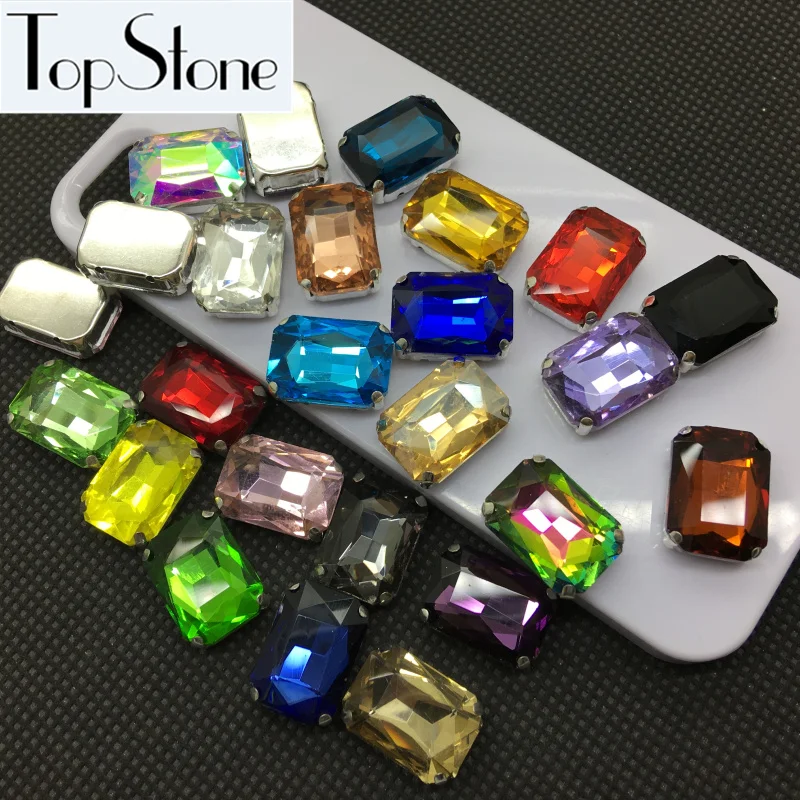 Пришивные стразы TopStone прямоугольные стеклянные 8x10 13x18 10x14 18x25 6x8 мм пришивные