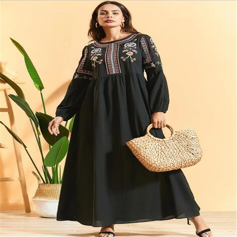 Женское платье макси в этническом стиле ретро размера плюс 4XL свободное