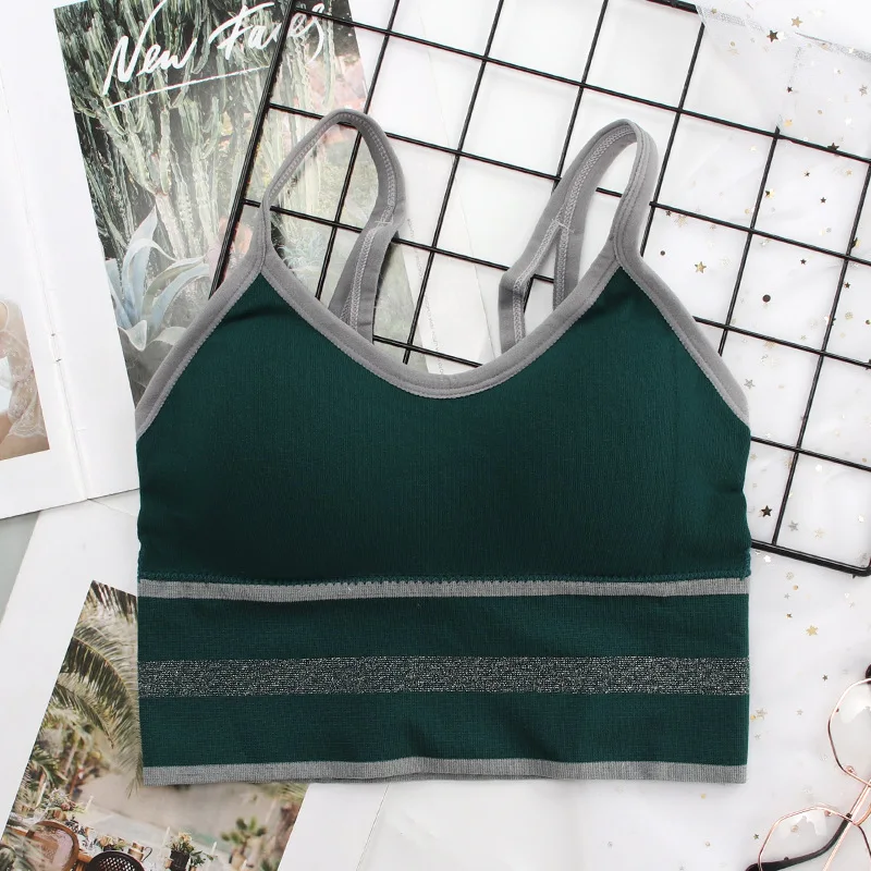 

SVOKOR New Sexy Seamless Beautiful Back Base Camisole Wireless With Chest Pad Sports Anti-Glare Underwear Women