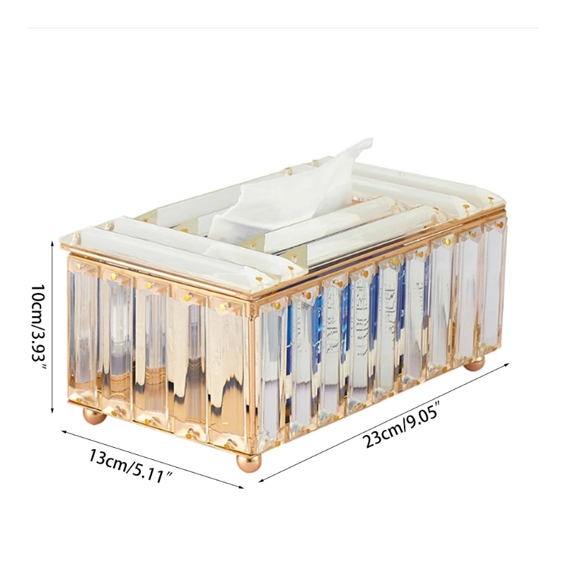 

Rectangular Crystal Tissue Box Tissue Holder for Home Bathroom Living Dining Room Office Hotel Decoration