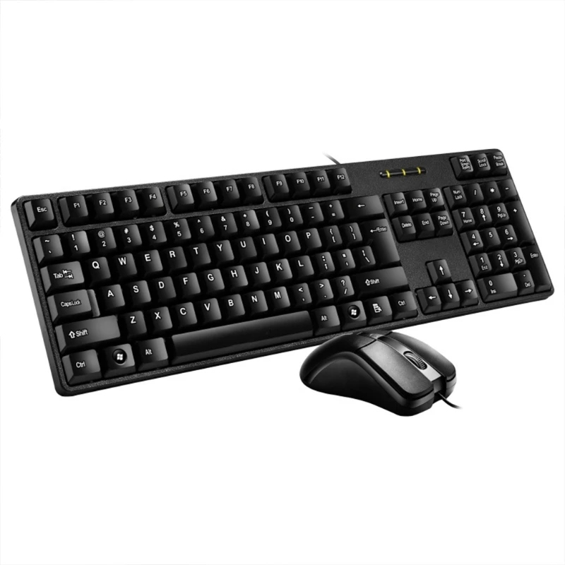 Проводная игровая клавиатура мышь комбинированная тонкая плоская и тихая