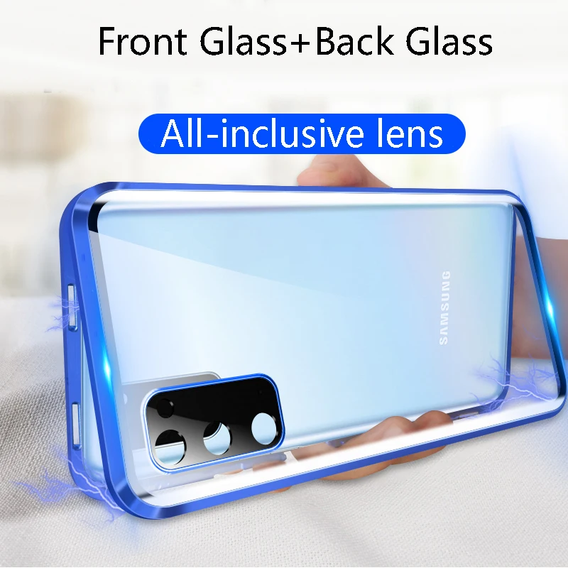 

360 Double Sided Magnetic Adsorption Phone Case For Samsung Galaxy S20 Plus S20 Ultra Glass Cover Camera Lens Protector Film S20