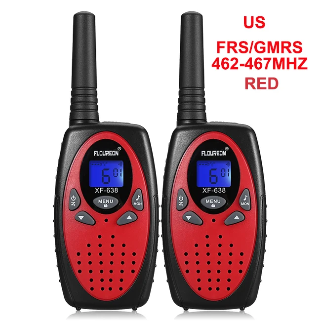 US Red FLOUREON 8 каналов Детские рации UHF400-470MHz 2-Way Радио 3 км переговорные PMR портативные детские игры рация Intercom - Цвет: US Red