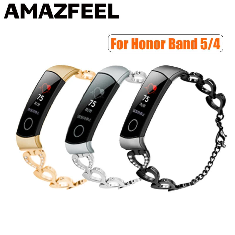 Металлический ремешок для Huawei Honor Band 5 4 умный браслет из нержавеющей стали на