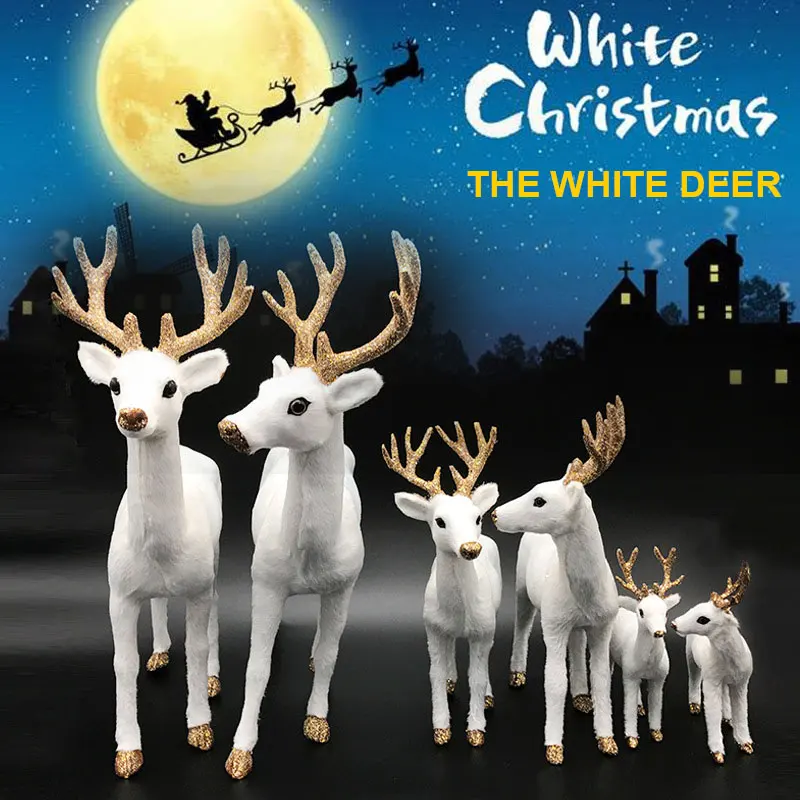 

Nordic Simulated Deer Christmas Decorations White-Tailed Reindeer Imitation Toy Xmas Elk Display Window New Year Desktop Models
