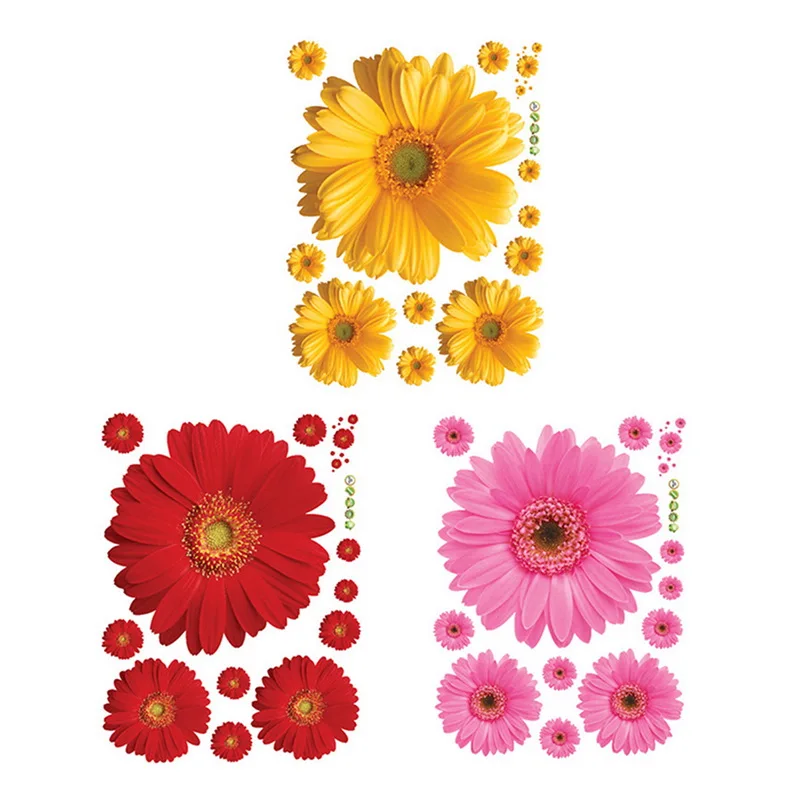 Цветы наклейки на стену рукоделие Съемный ПВХ Желтый Красный Розовый для декора