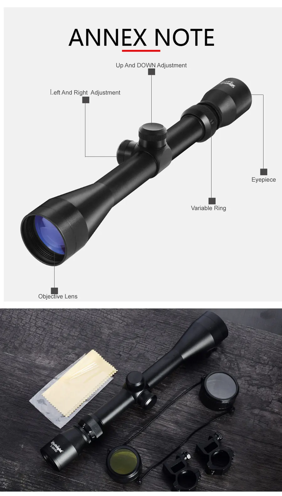 Бу 3-9x40 Riflescope охотничий снайперский область олень прицел охотничьи прицелы пневматическое оружие открытый оптический прицел с прицельной сеткой область