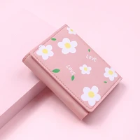 2021 new cute flower women wallet hasp brand designed pu leather small girl coin purse female credit card holder bag