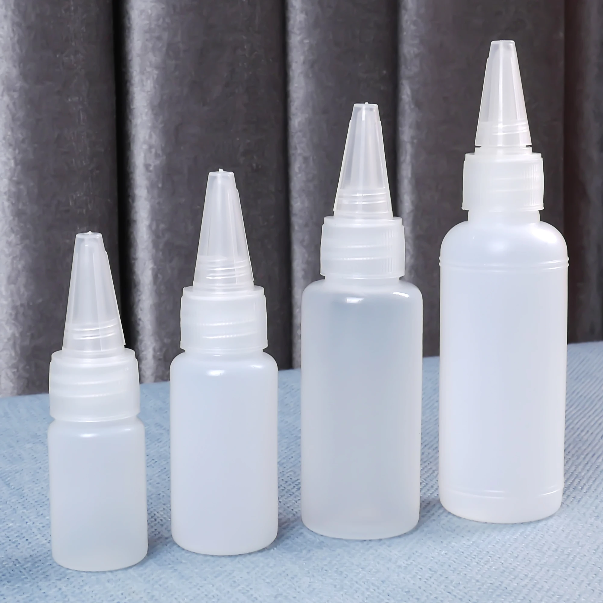 

10pcs 10ml/20ml/30ml/50ml Empty Pe Translucent Plastic Glue Bottles With Screw-on Lids Squeeze Liquid Ink Oil Dropper Bottles