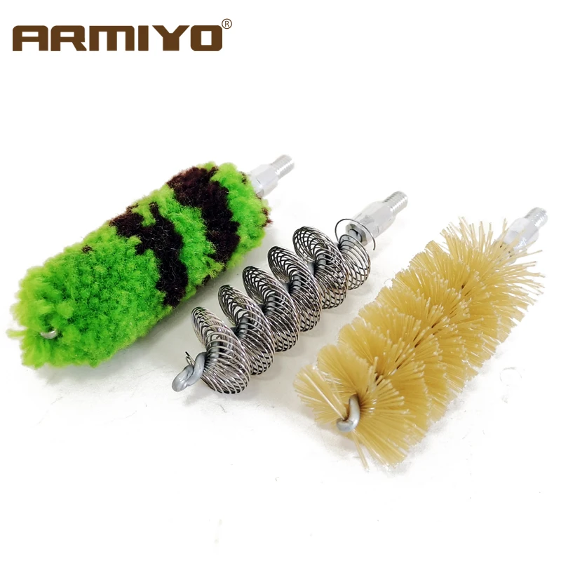 Armiyo 3pcs/set 12GA 18.5mm Barrel Cleaner Wool Metal Bristle Gun Bore Brush Hunting Cleaning Kit Accessories Thread Size 10-32T |