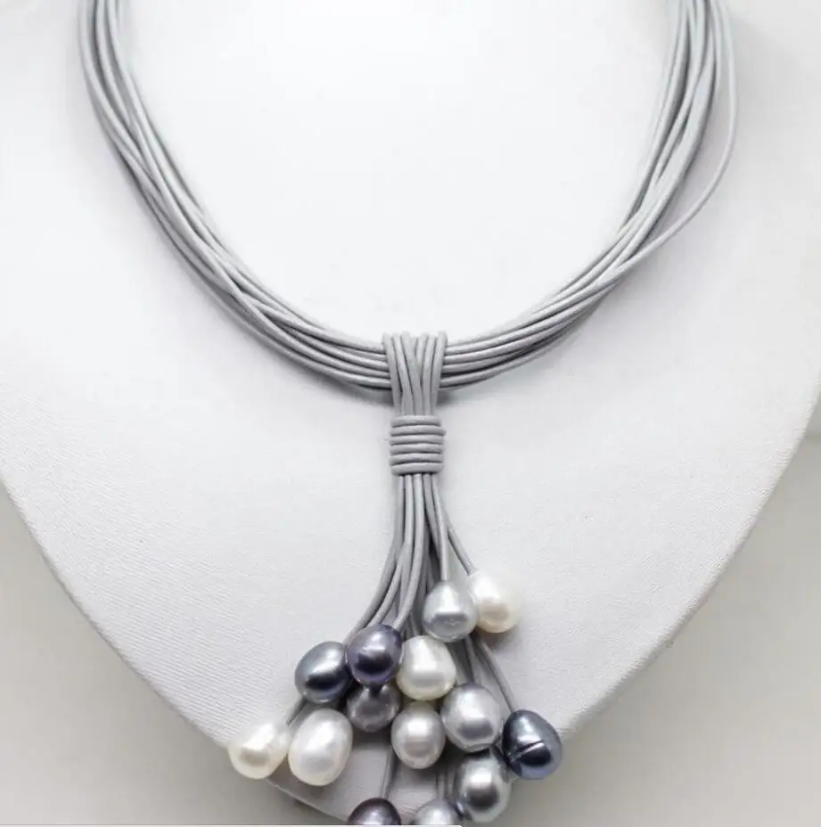 Ювелирные изделия Бесплатная доставка 12 мм настоящий белый черный серый