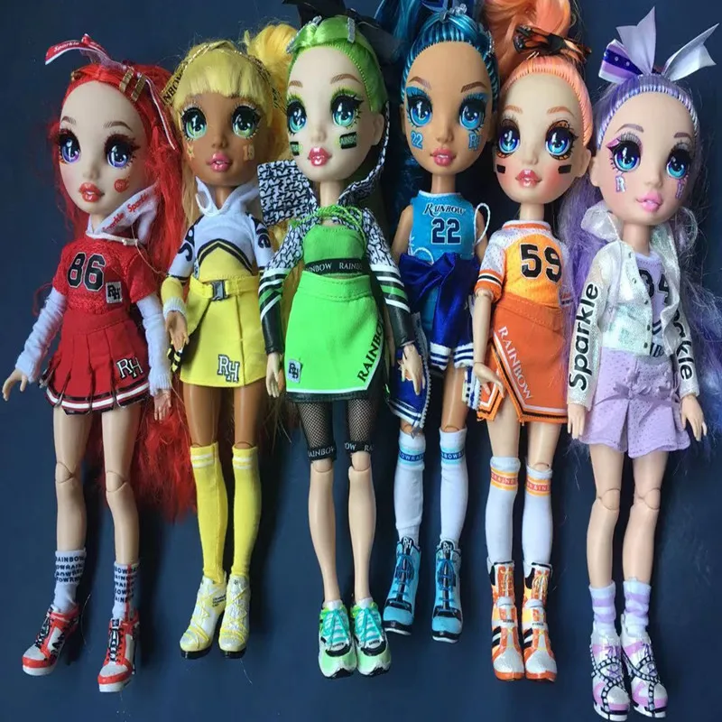 Rainbow Yoga Doll Body Fashion Sister Real Eyelashes Doll Heads Soft Colorful Hair Doll Figure Girl Birthday Gifts Toys