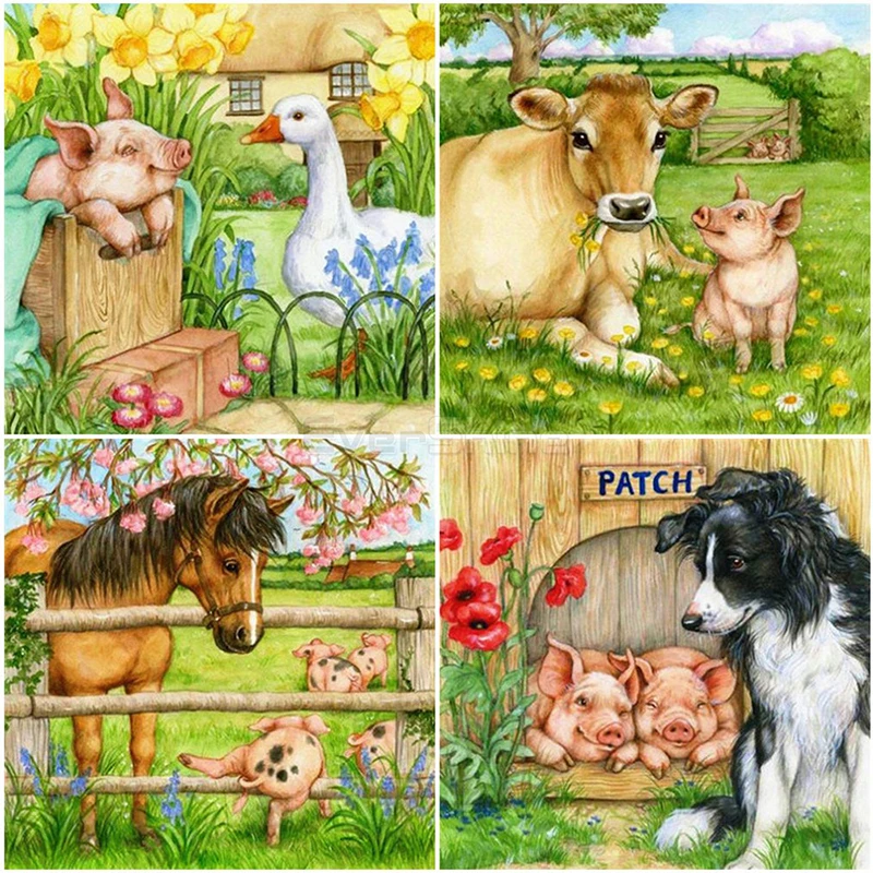 5D DIY Алмазная вышивка крестиком полный квадрат Новые поступления свинья животные