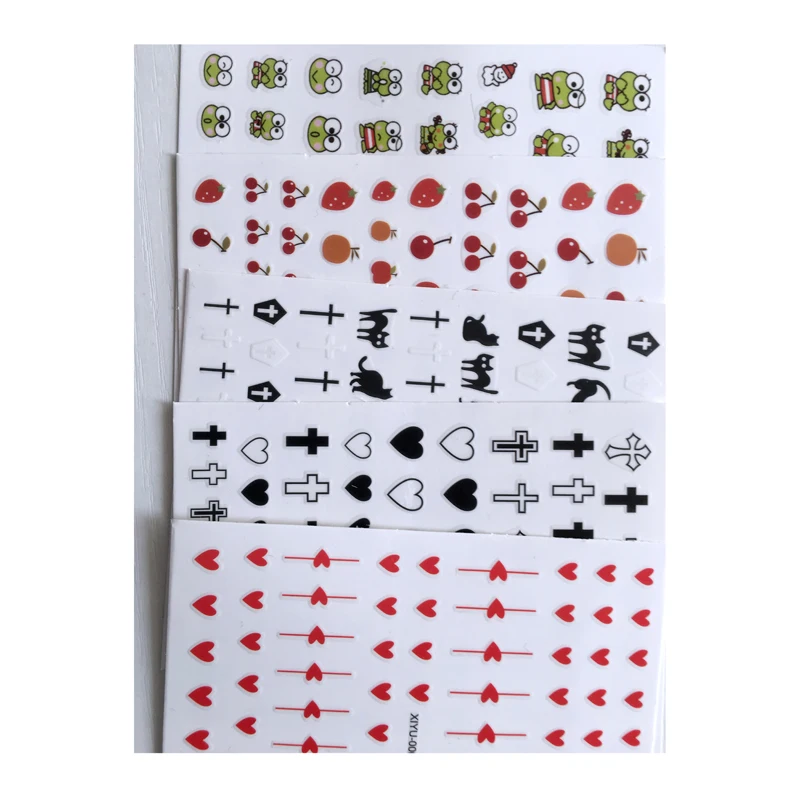 

10PCS New Year New Year's New Anime Nail Sticker Cherry Kitten Love Frog Nail Art Applique Decoration Adhesive Transfer Sticker