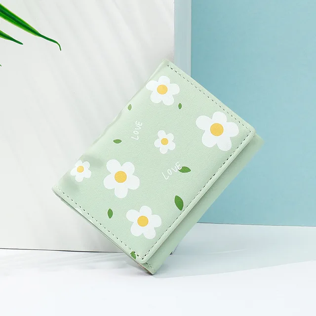 

Card Bag Wallet Simple Student Ladies Short Three-fold Short Flower