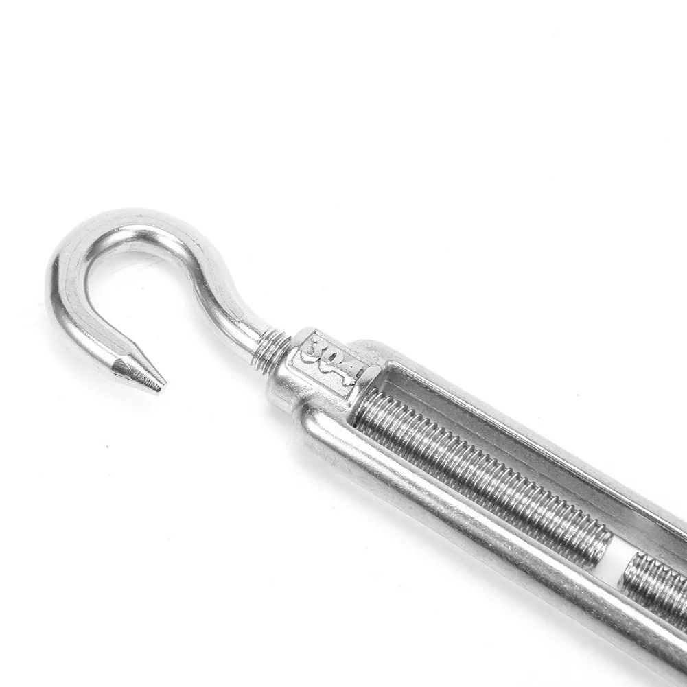 

1pc Turnbuckle Wire Tensioner Strainer Stainless Steel Hook And Rope Cable Tension High Tensile Strength M4/M5/M6/M8/M10/M12