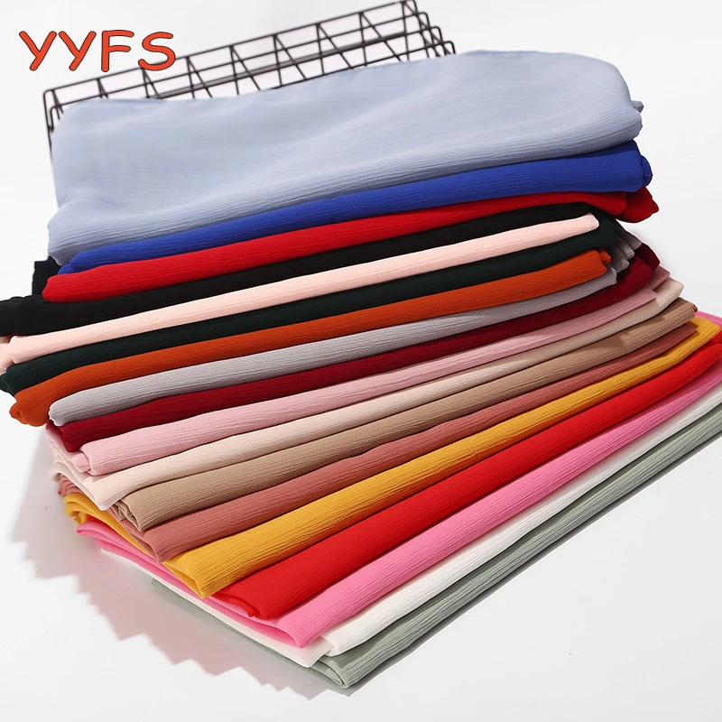 10 шт./лот гладкий складной роскошный шарф женские шифоновые шали однотонный