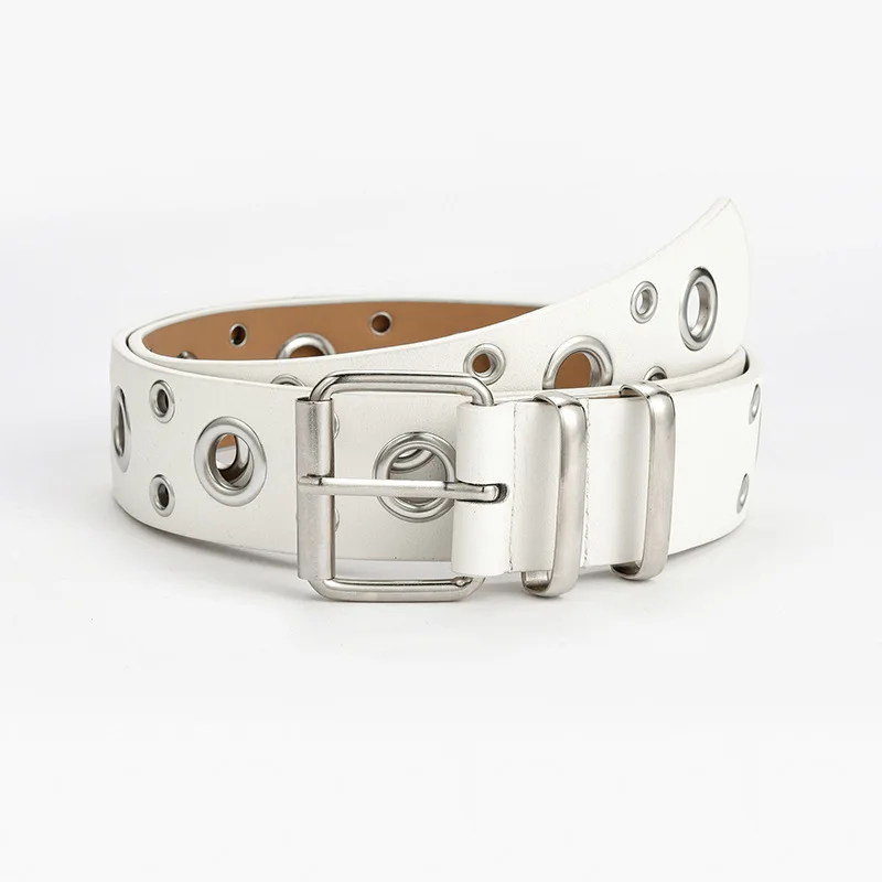 

Grommet PU Leather Belt for Women/Men Punk metal Jean Belt