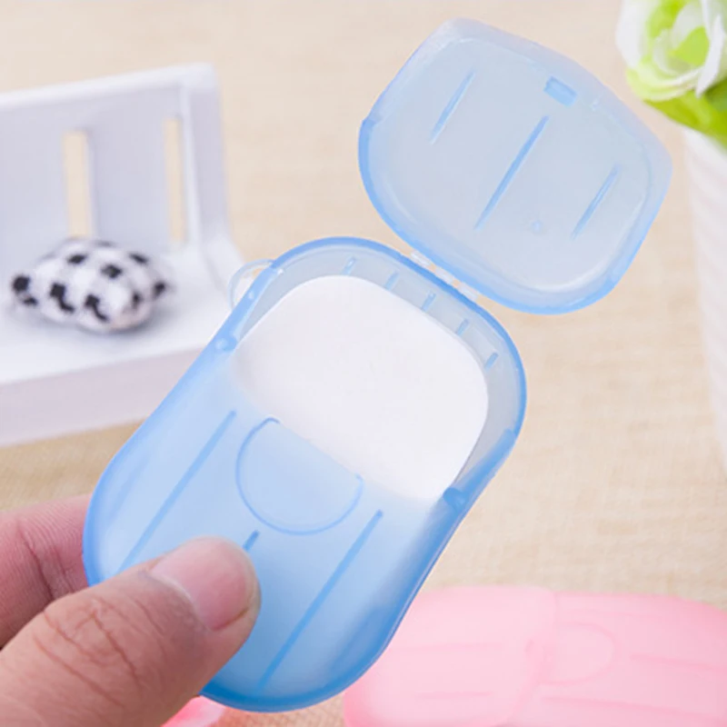 

20pcs/set Disposable Soap Paper Portable Travel Hand-washing Sterile Bath Soap Flakes Foaming Scented Slice Sheets With Box