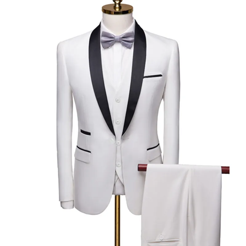 

Men Autumn Wedding Party Three Pieces Jacket Trousers Set Large Size 5XL 6XL Male Blazer Coat Pants Vest Fashion Slim Fit Suit