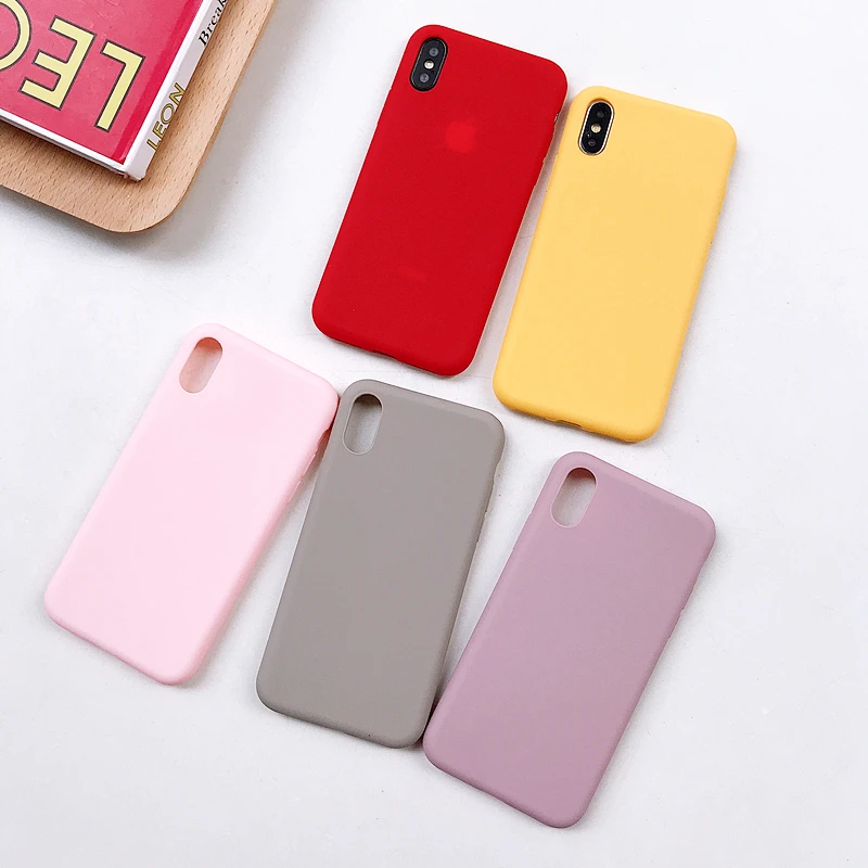 iphone XR X XS Max 6 6S 7 8 Plus 11 11Pro Cute Candy Color Soft Simple Fashion Phone Case Solid Silicone Couples Cases | Мобильные
