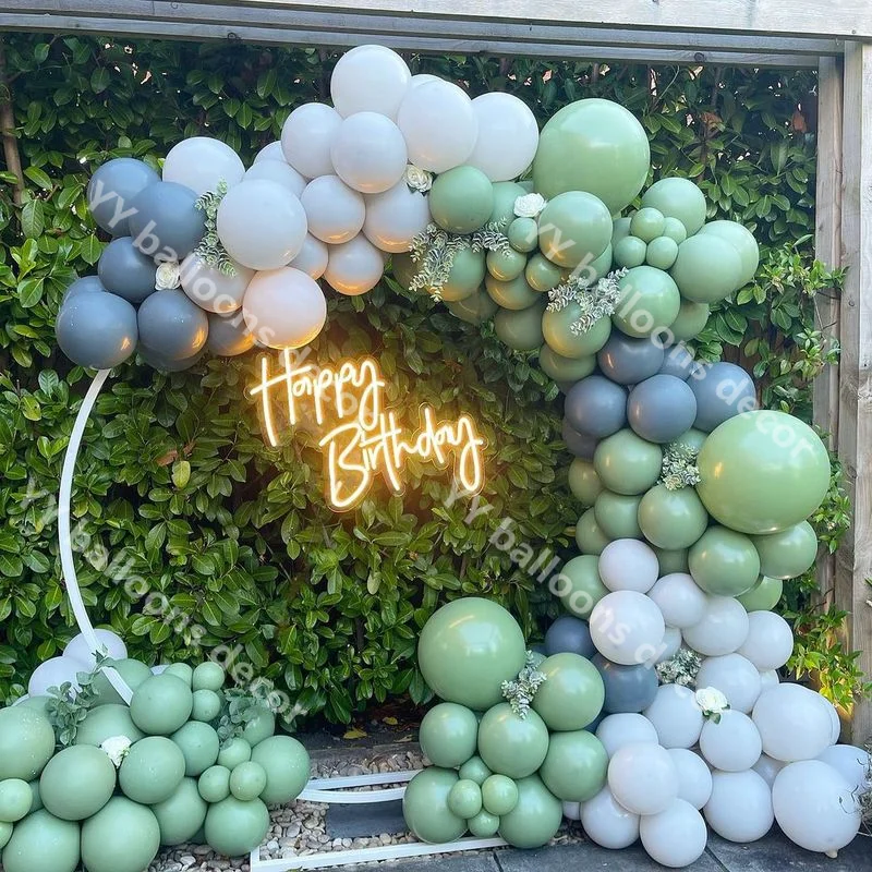 

Retro Haze Blue Latex Balloon Avocado Green Balloons Arch Kit Happy Birthday Anniversary Wedding Party Decoration Baby Shower