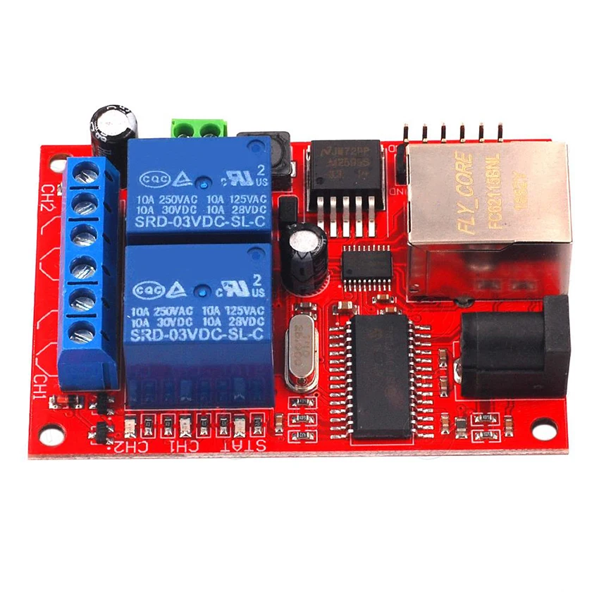 2 канала Ethernet триггерный релейный модуль DC 5 V-12V сети IP веб-релейный контроллер