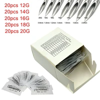 100pcs piercing needles mixed size 12g 14g 16g 18g 20g sterile body piercing needles for tattoo permanent makeup free shipping