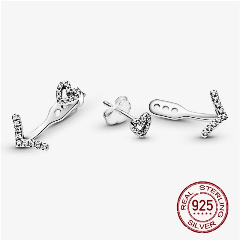 

100% 925 Sterling silver Flashing Shining LOVE Wish Bone Earrings Simple DIY Gift for Girlfriend CZ earrings Jewelry New Styles