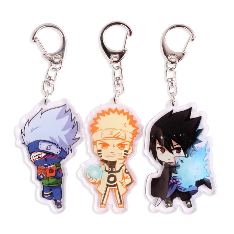 

Cute Ninja Q Version Characters Keychain Cartoon Double-side Acrylic Key Ring Holder Bag Charm Classic Anime Jewelry Teens Gift