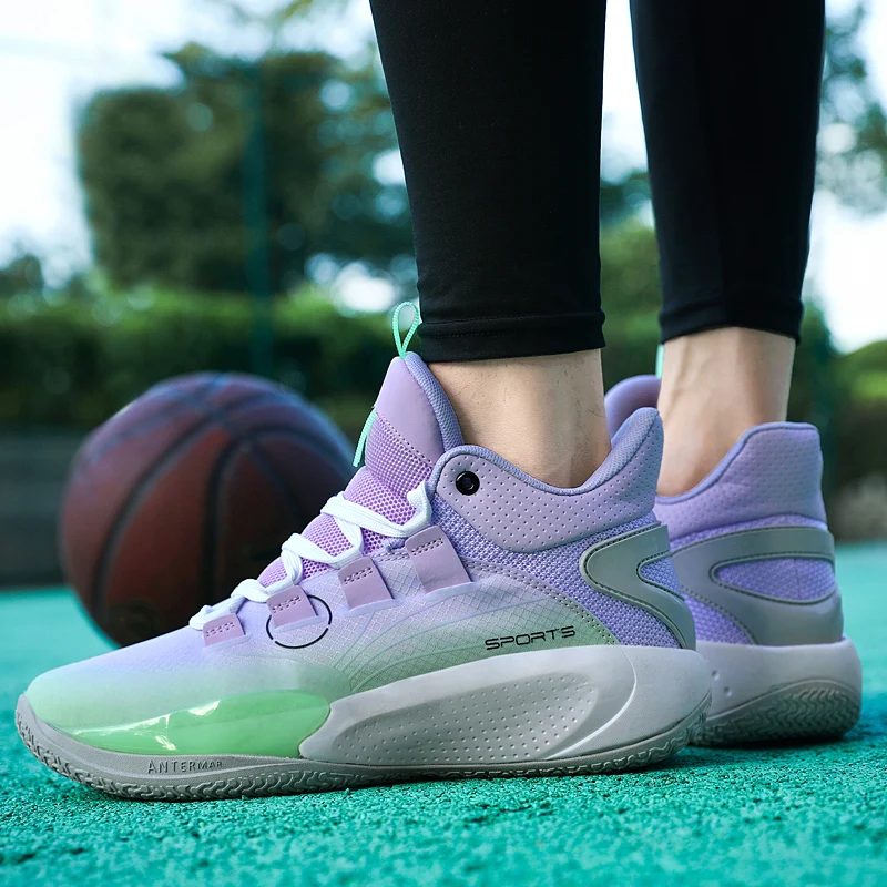 Designer Purple Basketball Shoes Men Unisex Sports Shoes Thick sole Men's Basketball Sneakers Professional Court Trainer Men