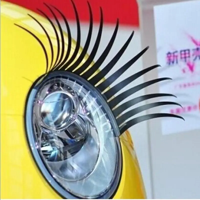 

3D Charming Black False Eyelashes Fake Eye Lash Sticker Car Headlight Decoration Funny Decal 1Pair